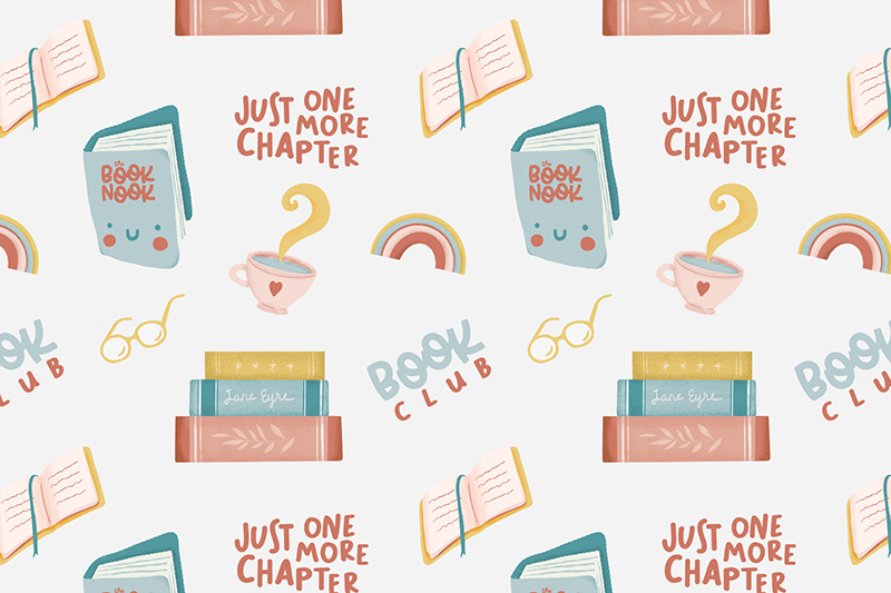 motif illustré sur le thème de la lecture